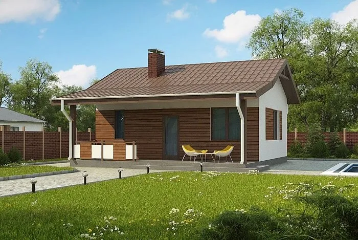 Концепция современной бани с крытой террасой